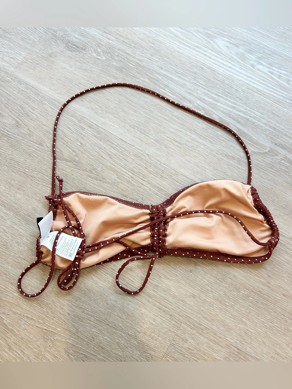 J.crew Ruched Halter Bikini Top In Polka Dot Sable Size Medium